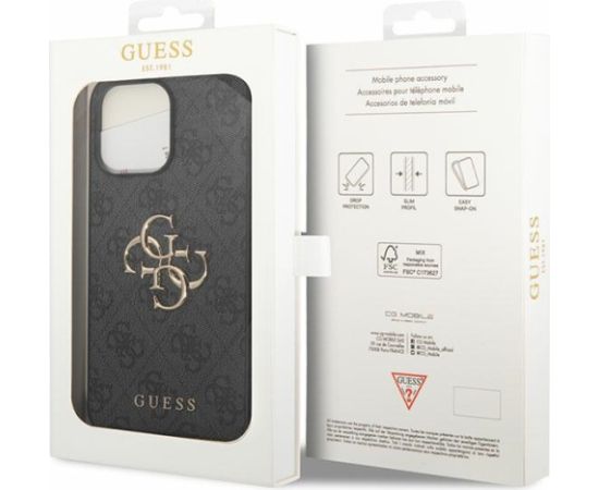 Guess PU Leather 4G Metal Logo Case Aizsargapvalks Priekš Apple iPhone 15 Pro Max Neoriģinālie Maciņi