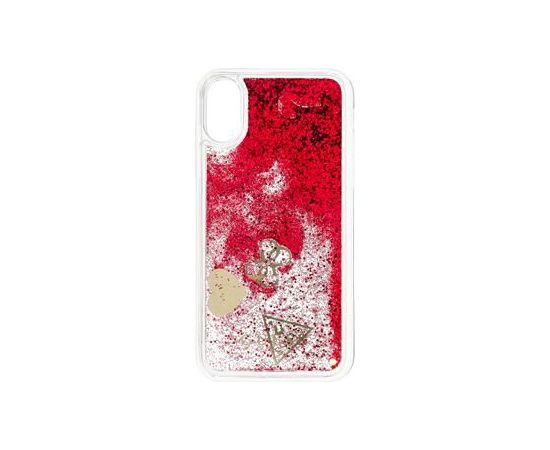 Guess Apple  iPhone X/XS Glitter Hearts Case Rapsberry Чехлы - альтернативные