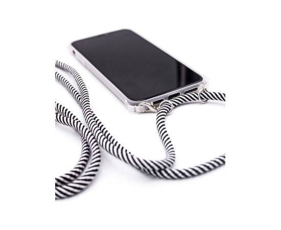 Evelatus Samsung  A50 Case with rope Black Stripes Transparent Neoriģinālie Maciņi
