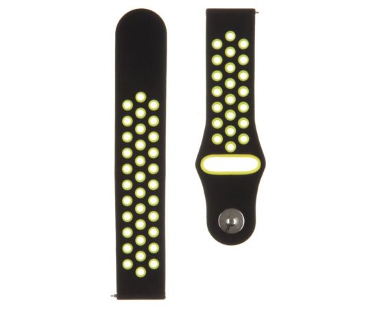 Tactical   20mm Double Silicone Watch Band Black Yellow Smart-Watch aksesuāri