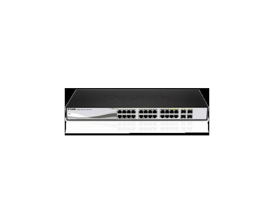 D-link   DGS-1210-20, Gigabit Smart Switch with 16 10/100/1000Base-T ports and 4 Gigabit MiniGBIC (SFP) ports, 802.3x Flow Control, 802.3ad Link Aggregation, 802.1Q VLAN, 802.1p Priority Queues, Port mirroring,, Jumbo Frame support, 802.1D STP, ACL, LLDP, Новинки Компьютерная техника