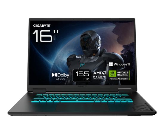 GigaByte GAMING A16 3WHK3DE894SH (black, AMD Ryzen 7 260, NVIDIA GeForce RTX 5070, 16 GB DDR5, 1 TB (1 TB SSD), Windows 11 Home) - German - DE Layout Portatīvie datori