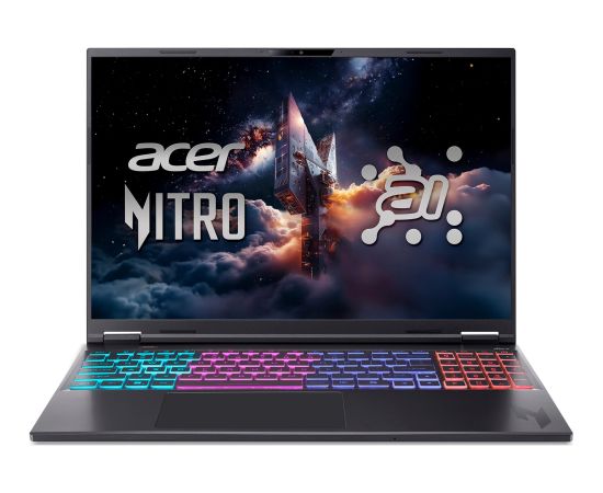 Acer Nitro 16S AI (AN16S-61-R5MK) (black, AMD Ryzen AI 9 365, NVIDIA GeForce RTX 5070 Ti, 32 GB DDR5, 2 TB (1 TB SSD & 1 TB SSD), Windows 11 Home) - German - DE Layout Portatīvie datori