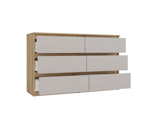 Top E Shop M6 MALWA CHEST OF DRAWERS 120CM 6 DRAWERS COLOUR ARTISAN OAK/CASHMERE Новинки Для дома и сада 