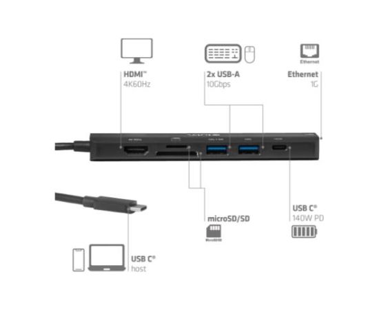 I O HUB 7IN1 USB-C HDMI 140W CSV-2555 CLUB3D USB / Type-C Hub