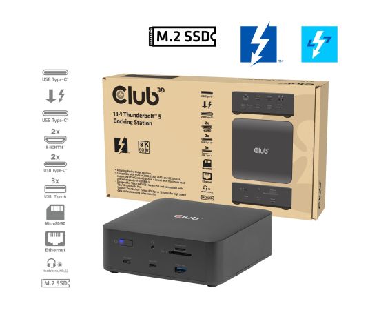 NB ACC DOCKING STATION 13-IN-1 THUNDERBOLT CSV-2562 CLUB3D Dokstacijas portatīvajiem datoriem
