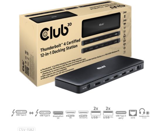 NB ACC DOCKING STATION 12IN1 THUNDERBOLT CSV-1582 CLUB3D Dokstacijas portatīvajiem datoriem