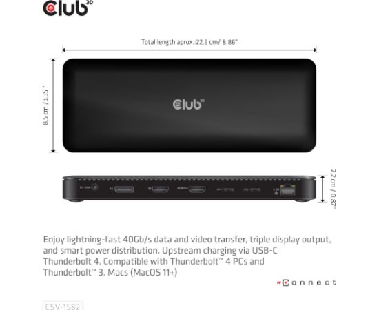NB ACC DOCKING STATION 12IN1 THUNDERBOLT CSV-1582 CLUB3D Dokstacijas portatīvajiem datoriem