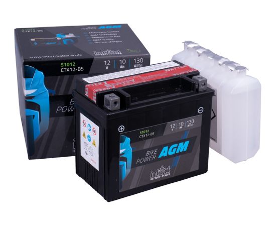 10Ah 130A IntAct AGM 51012 moto akumulators 150x87x132mm Akumulatori