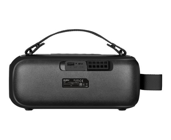 Speaker SVEN PS-255, black (12W, Bluetooth, FM, USB, karaoke mic, 3600mAh) Bezvadu skaļruņi