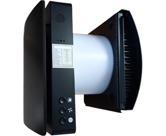 Hismart Recuperator for thin Wall, Single-Room upto 46m2, with Humidity Sensor, Wi-Fi, Tuya, black Viedie slēdži