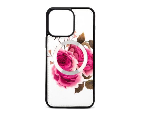 Evelatus Apple  iPhone 14 Pro Leather Case Zipper Design Flower White Neoriģinālie Maciņi