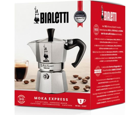 Bialetti Moka Express Moka pot 0.06 L Aluminium, Black Tējkannas (ar svilpi)