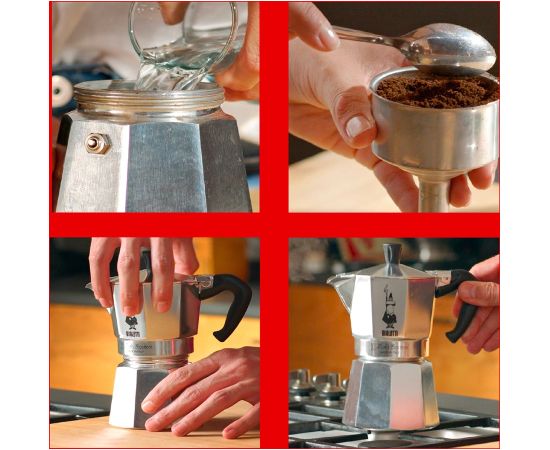 Bialetti Moka Express Moka pot 0.06 L Aluminium, Black Tējkannas (ar svilpi)