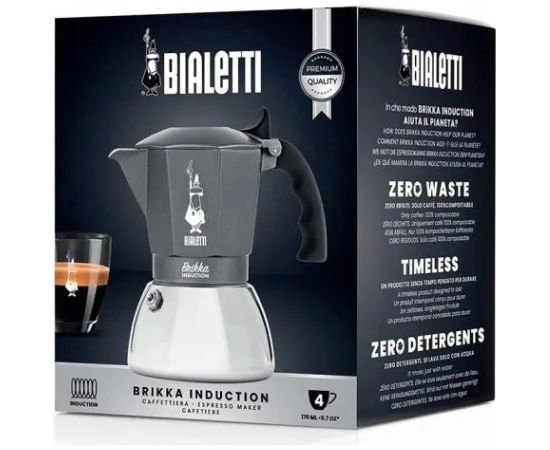 Coffee maker BIALETTI BRIKKA INDUCTION 4TZ 180 ml Anthracite, Silver Чайники (со свистком)