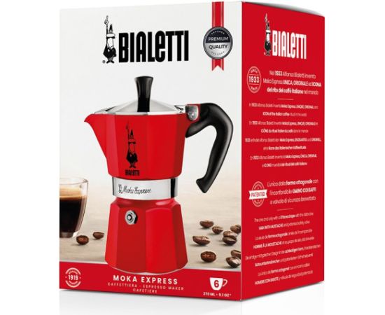 Bialetti Moka Express Moka pot Red Tējkannas (ar svilpi)