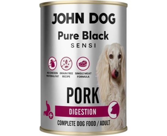 John Dog PURE BLACK SENSI DOROSŁY DIGESTION WIEPRZOWINA 400g Suņu barība