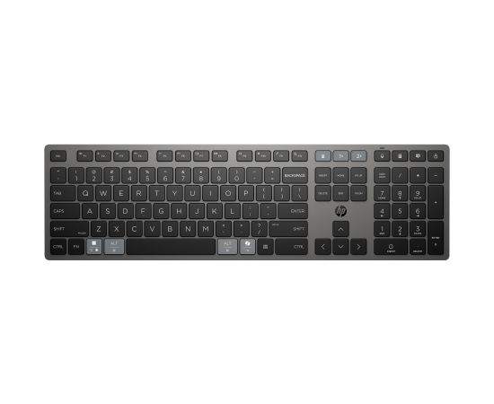HP 725 Wireless Keyboard - Multi-Device, Dual-Mode, Programmable, Rechargeable - Nightfall Black, spill resistant - ENG Klaviatūras