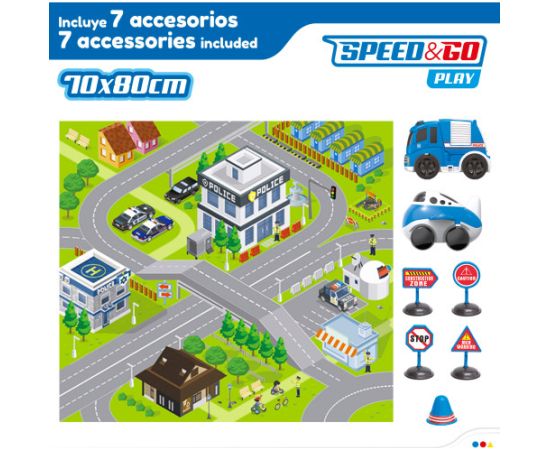Speed & Go Коврик 80х70 см Полицейский с 2 инерционными машинками и знаками 3+ CB46830 Игрушки для малышей