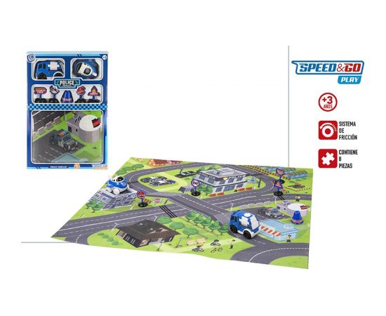 Speed & Go Коврик 80х70 см Полицейский с 2 инерционными машинками и знаками 3+ CB46830 Игрушки для малышей