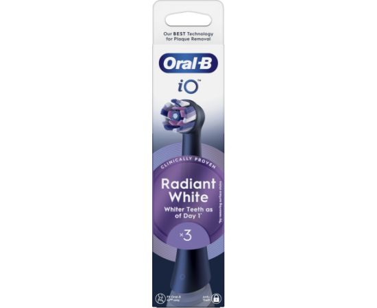 Końcówka Oral-B iO Radiant White Black końcówki wymienne 3szt, czarne Uzgaļi elektriskajām zobu birstēm