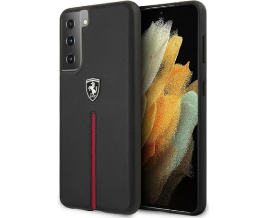 Ferrari FEOSIHCS21SBK maciņš priekš Samsung G991 Galaxy S21 Off Track Leather Nylon Stripe melns Neoriģinālie Maciņi