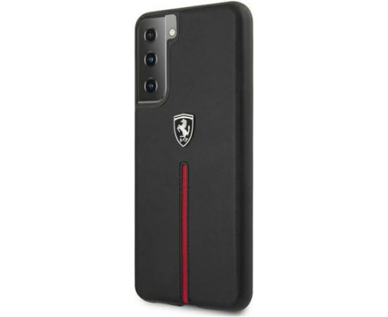 Ferrari FEOSIHCS21SBK maciņš priekš Samsung G991 Galaxy S21 Off Track Leather Nylon Stripe melns Neoriģinālie Maciņi