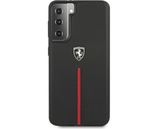 Ferrari FEOSIHCS21SBK maciņš priekš Samsung G991 Galaxy S21 Off Track Leather Nylon Stripe melns Neoriģinālie Maciņi