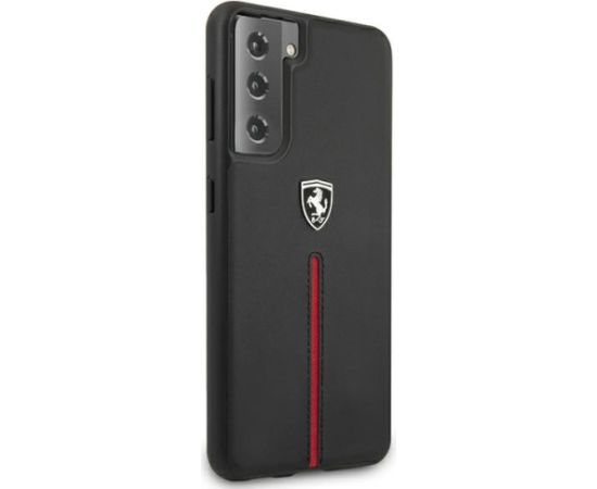Ferrari FEOSIHCS21SBK maciņš priekš Samsung G991 Galaxy S21 Off Track Leather Nylon Stripe melns Neoriģinālie Maciņi