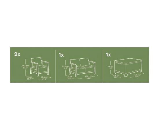 Keter Dārza mēbeļu komplekts Scandi Linea 2 Seater Set gaiši pelēks/tumša tērauda pelēks Jaunumi -Dārzam