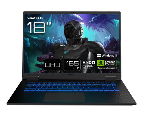 GigaByte GAMING A18 3WHK3DEC64SH (black, AMD Ryzen 7 260, NVIDIA GeForce RTX 5070, 32 GB DDR5, 1 TB (1 TB SSD), Windows 11 Home) - German - DE Layout Portatīvie datori