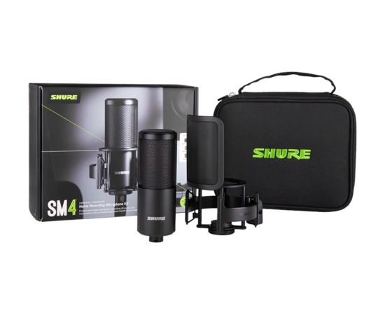 Shure SM4-K-KIT - condenser microphone, externally polarised, handle, popfilter, case Mikrofoni