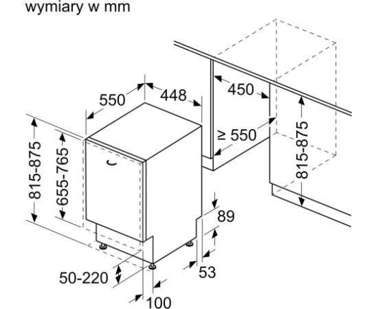 BOSCH SMH4HVX11E 60cm Vario Sliding Hinges Trauku mašīnas, iebūvējamas