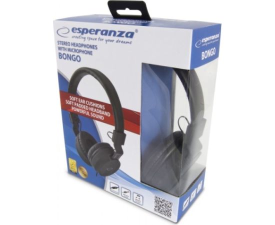 Esperanza BONGO Headphones Wired Head-band Calls/Music/Sport/Everyday Black Наушники