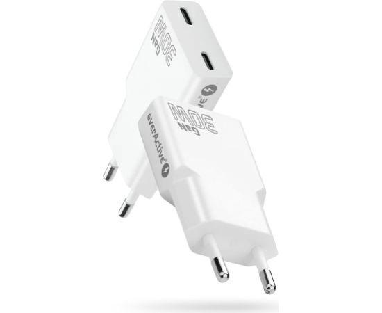 Charger 2 x USB-C Quick Charge 4+ 30W SUPER SLIM white Зарядные устройства