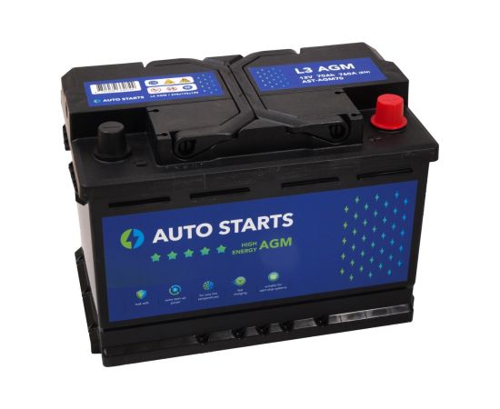 AUTO STARTS HIGH ENERGY AGM 12V 70Ah, 760A (EN) 278x175x190 0/1 EAN4751039330724 Akumulatori