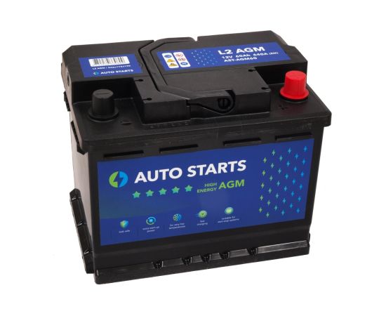 AUTO STARTS HIGH ENERGY AGM 12V 60Ah, 640A (EN) 242x175x190 0/1 EAN4751039330809 Akumulatori