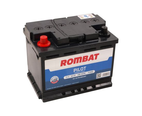 Rombat Pilot 12V 60Ah, 480A(EN) L2 242x175x190 1/1 ar kreiso + EAN5946602001746 Akumulatori