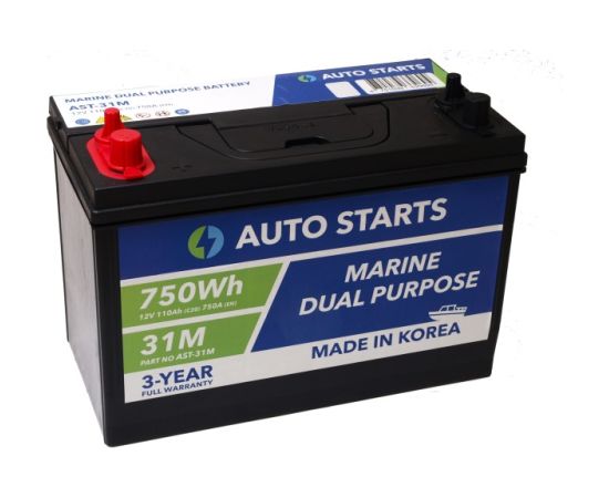 AUTO STARTS MARINE DUAL PURPOSE BATTERY 31M 750Wh 12V 110Ah (c20) 750A (EN) 330x172x217/238 1/1, EAN4751039330694 Akumulatori