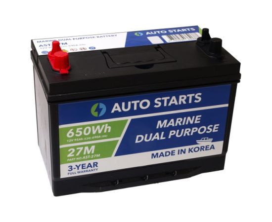 AUTO STARTS MARINE DUAL PURPOSE BATTERY 27M 650Wh 12V 95Ah (c20) 690A (EN) 303x172x200/223 1/1 EAN47 Akumulatori