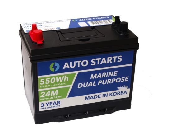 AUTO STARTS MARINE DUAL PURPOSE BATTERY 24M 550Wh 12V 80Ah (c20) 600A (EN) 260x172x200/223 1/1 EAN47 Akumulatori