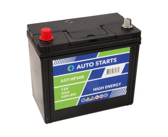 AUTO STARTS HIGH POWER JIS 12V 50Ah 420A (EN) 238x129x227 1/3 ar klemmju adapteri uz 1 EAN4751039330 Akumulatori