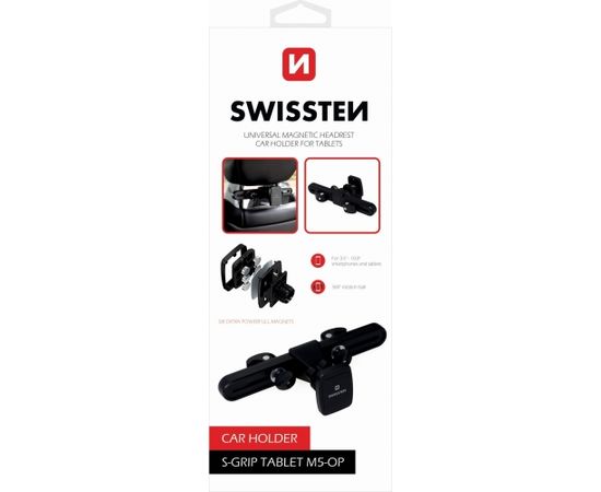 Swissten S-Grip M5-OP Универсальный Держатель с Магнитом На Подголовник для Планшетов / Телефонов / GPS Черный