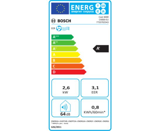 Bosch Mobile Air Conditioner Cool 4000 Suitable for rooms up to 85 m³ White/Black Gaisa kondicionieri