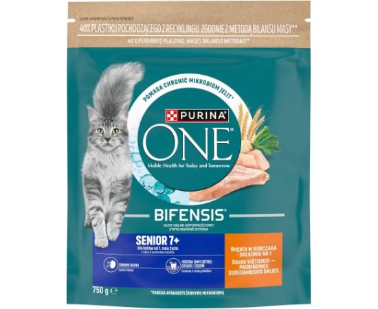 Purina ONE 7+ Bogata w Kurczaka i Pełne Ziarna 750g Kaķu sausā barība