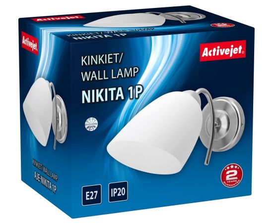 Classic single wall lamp Activejet NIKITA nickel E27 for the living room Jaunumi -Dārzam