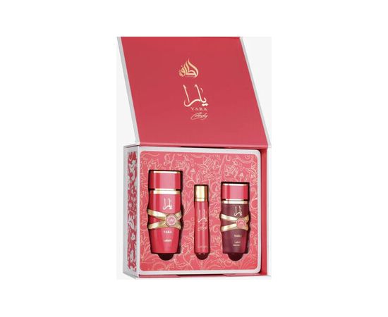 Lattafa Yara Candy Dárková sada EDP 100 ml, miniaturka EDP 12 ml a vlasový sprej 50 ml 100ml Dāvanu komplekti