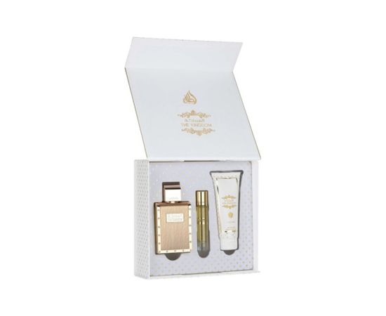 Lattafa The Kingdom Dárková sada EDP 100 ml, miniaturka EDP 12 ml a sprchový gel 100 ml 100ml Парфюмерные наборы