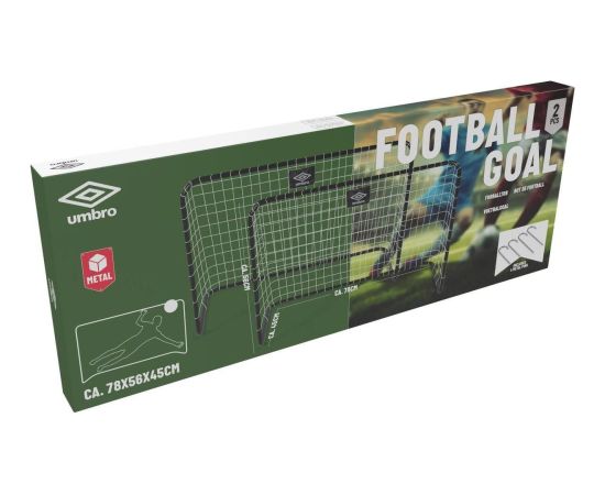 2 FUTBOLA VĀRTU KOMPLEKTS AR TĪKLU 78x56x45CM UMBRO Futbolam