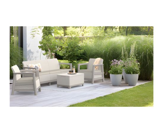 Keter Dārza mēbeļu komplekts Scandi Linea 3 Seater Set oļu pelēks/gaiši bēšs Jaunumi -Dārzam